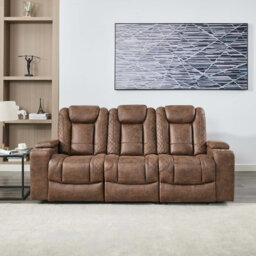 Bhopinder 3 Seater Linen Electric Reclining Sofa