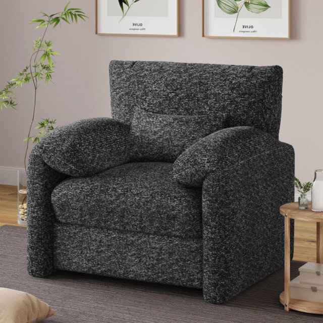 Oversized Armchair,,Mid Century Accent Chair With Comfy Upholstered