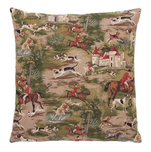 Horse & Hounds Tapestry Cushion with Feather Filler