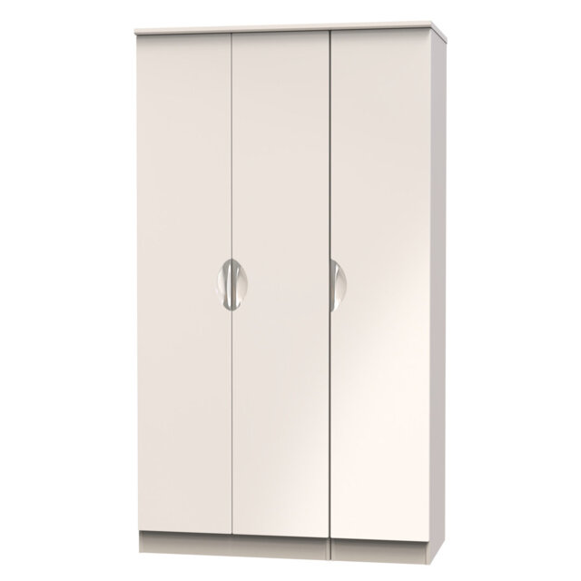 Bhodhini 3 Door Wardrobe in White Gloss & White