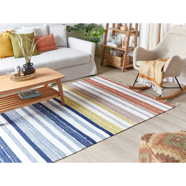 Waroona Hand Loomed Blue/Yellow/Red Indoor/Outdoor Rug