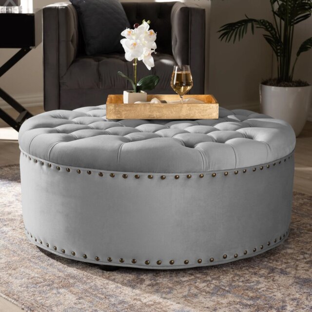 Croom 90Cm Wide Tufted Round Footstool Ottoman