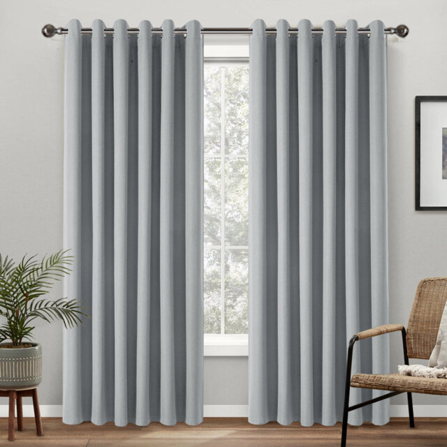 Linen Blackout Eyelet Curtains Set - Thermal Insulated, Noise Reducing, Ready Made Curtains