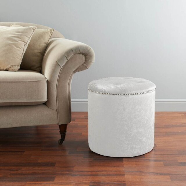 Hepner Velvet Tufted Round Solid Colour Pouffe Ottoman