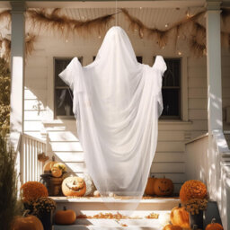 Large Light-up Hanging Ghost with Blue Light, for Haunted House Prop, Indoor Outdoor decoration