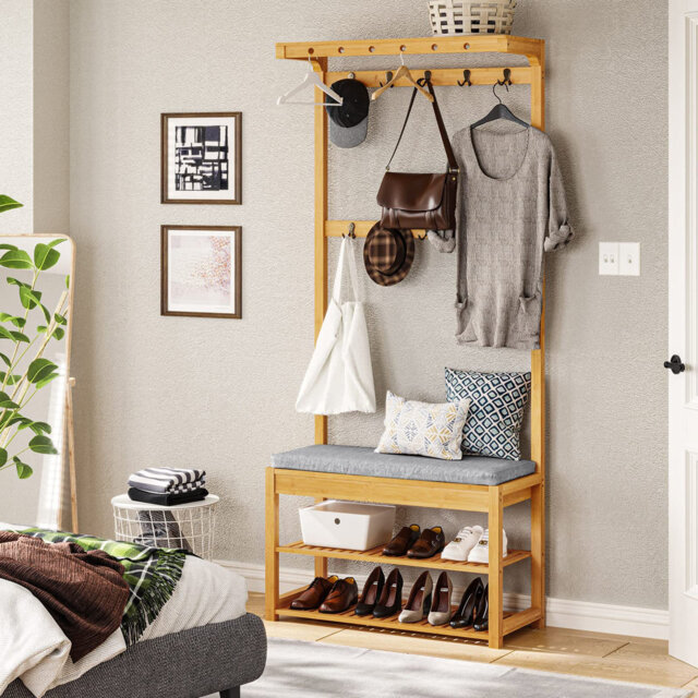 Pelcha Hall Tree 70cm Wide with Bench and Shoe Storage