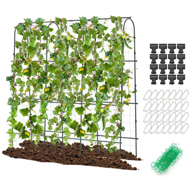 Garden Arched Trellis 180 X 180Cm U-Shaped Tall Cucumber Trellis-Black