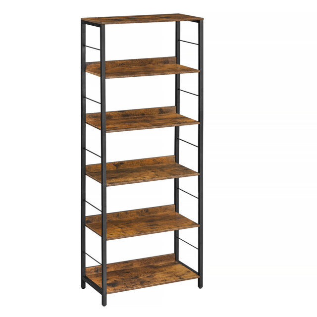 Bookcase, Book Shelf, Bookshelf, Shelving Unit, With Back Panels, Industrial, For Living Room, Study, Home Office, Rustic Brown And Ink Black