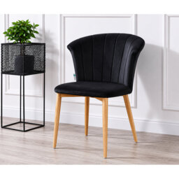 Siyana Modern Velvet Dining Chair - Ergonomic Curved Back with Solid Wooden Legs - Side Chair for Dining Room Living Room Restaurants - Single