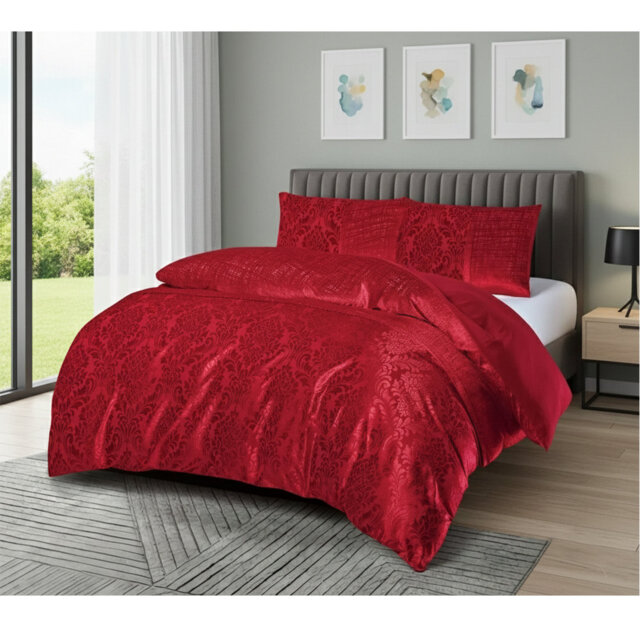 Emilia Duvet Cover Set with Pillowcases – Jacquard Damask Pattern, Luxury Textured Bedding Set, Double/King/Super King Sizes