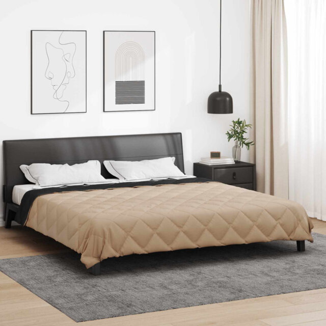 Full Year Duvet Black And Taupe 220 X 155 Cm Microfiber