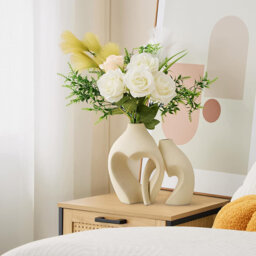 Heart Shaped Ceramic Vase Set of 2, Minimalist Table Decor for Home & Wedding