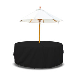 High Density Multipurpose Waterproof Outdoor Round Dining Table & Chair Set Cover with Umbrella Hole