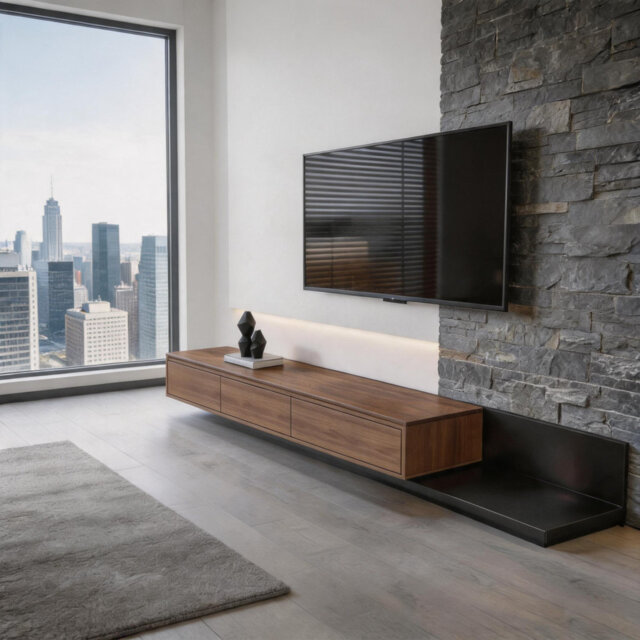 "Extendable TV Cabinet with 3 Drawers - Adjustable Width 200-330cm - tv unit in Walnut, Grey & Dark Walnut for 75-100"" TVs for Living Room & Bedroom  M"