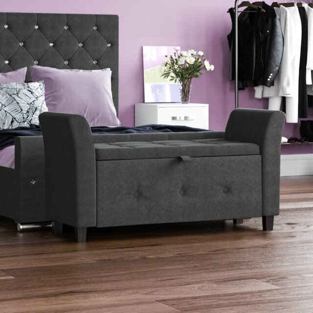 Charlotte Upholstered Storage Ottoman, Toy Storage, Stool, Seat, UKFR Certified