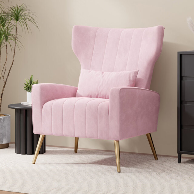 52cm Wide Elegant High-Back Armchair with Metal Legs Ideal Lounge Chair for Living Room & Bedroom
