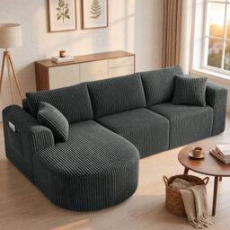 COMHOMA 237CM L-Shaped Boneless Corner Sofa, Sectional Modular Sofa With Memory Foam Seating & Wide Armrest Design, Cloud Couches For Living Room, Bed