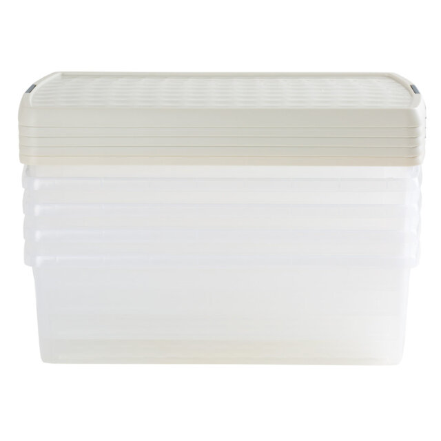 Wham Clip Rectangular Plastic Storage Boxes with Secure Clip Lock Lids Clear/Green Milieu/Stone