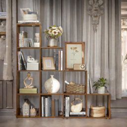 Masuda 129.5cm H x 129.5cm W Cube Bookcase Shelf Industrial Rustic Brown Furniture
