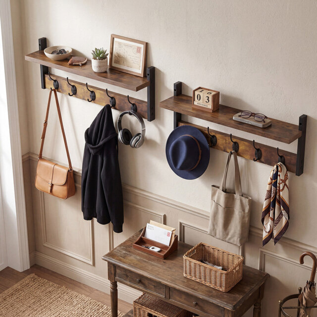 Particle Board Wall Mounted Required 10 - Hook Coat Rack