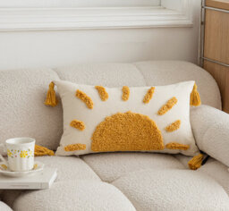 Abstract Yellow Rectangular Lumbar Cushion Cover