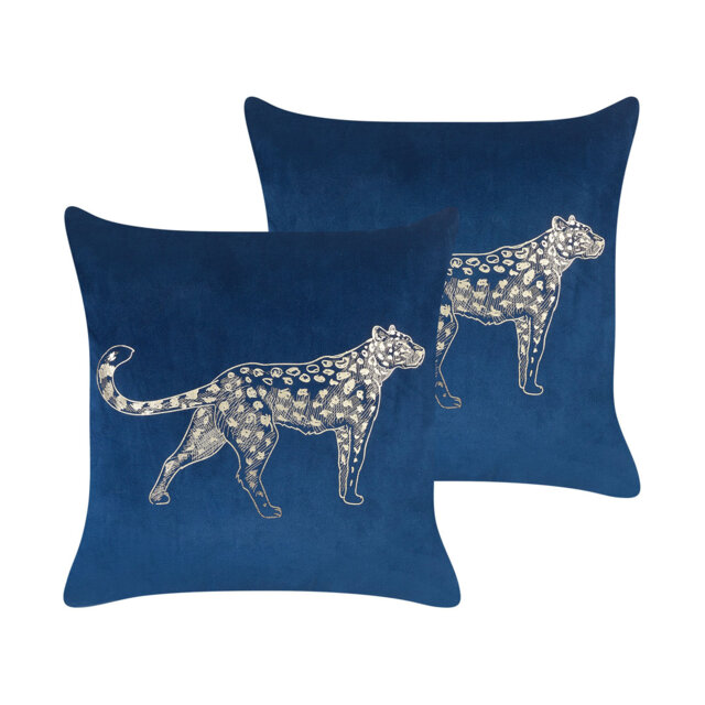 Set of 2 Velvet Cushions Animal Motif 45 x 45 cm Yellow MARULA