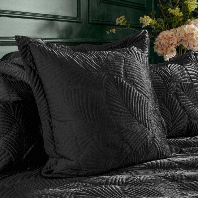 Palmeria Black Square Throw Cushion With Filling