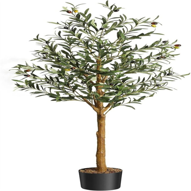 5FT Artificial Olive Tree, 150Cm Large Tall Fake Plants, Artificial Olive Plants With Lifelike Leaves, Wood Trunk, Fruits, Suitable For Indoor Outdoor