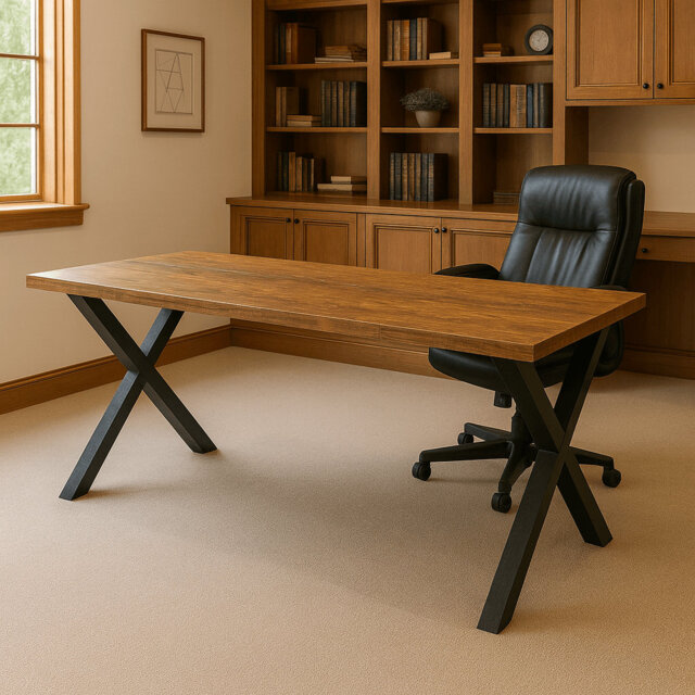 Reclaimed Wood Rustic Office Desk Desk - Chunky X Legs