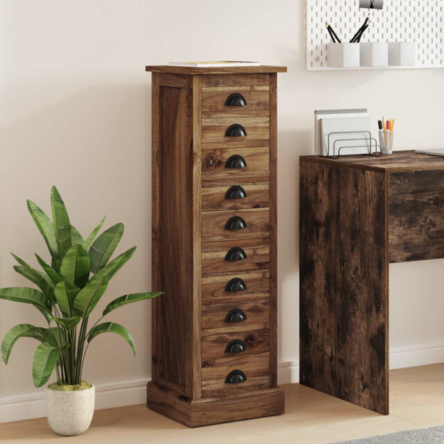 Chest Of Drawers With Drawer With Storage Brown Solid Teak Wood Vintage