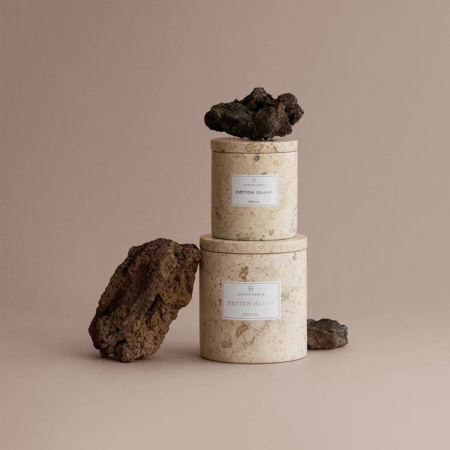 Blomus Frabili Scented Candle Cotton Island L - Travertine