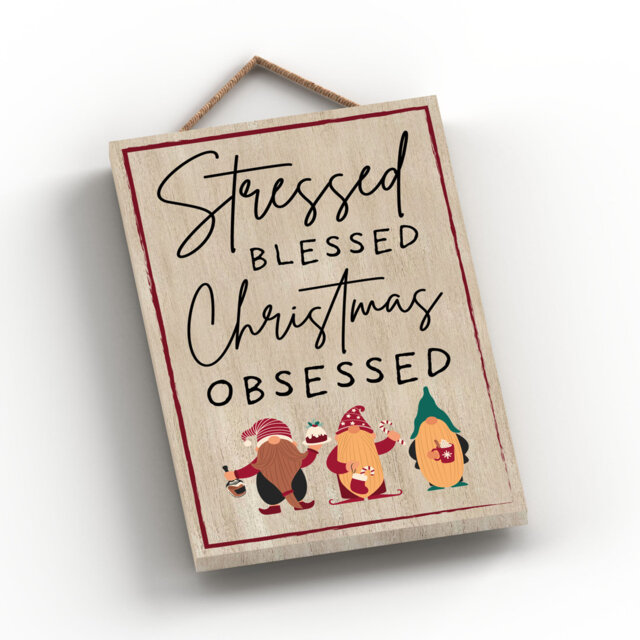 Vivid Squid Wholesale Stressed Blessed Christmas Obsessed Gonks Wall DÃ©cor