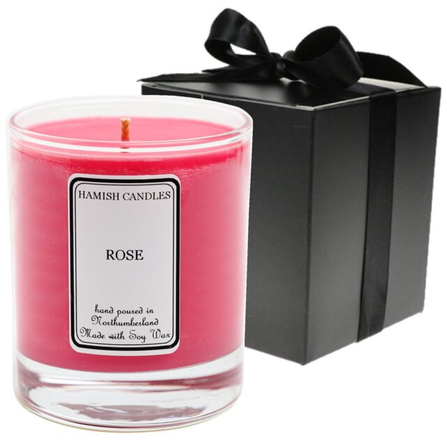 Rose Scented Jar Candle with Glass Holder