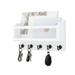 Wood Wall Organizer with Key Hooks