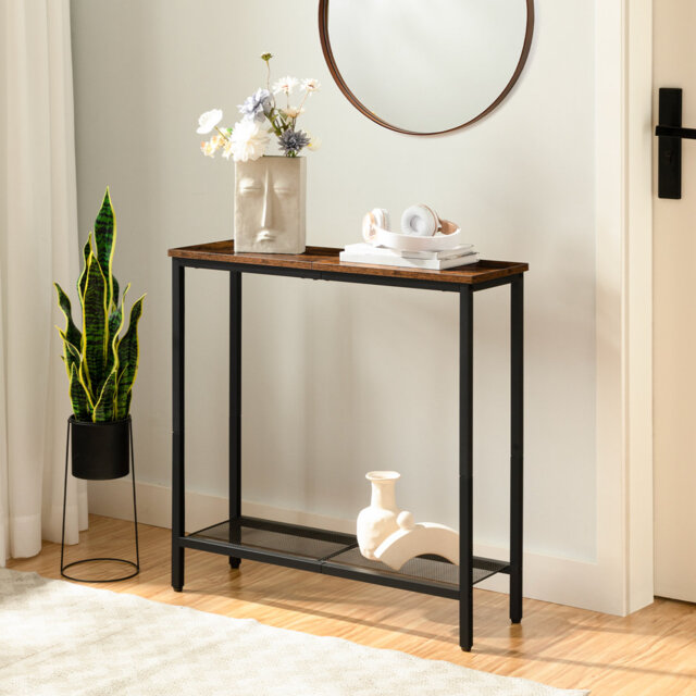 Patric Rustic Slim Wooden 75cm Console Table Entryway Hallway Living Room