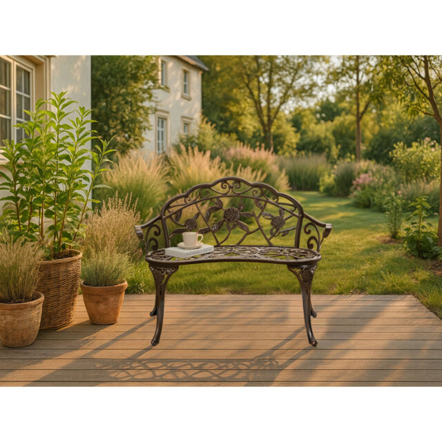 Garden Bench PIURA 88 cm Metal White