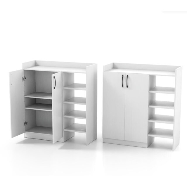 Shoe Cabinet Shoe Storage Organizer W/ 4 Open Shelves-Brown