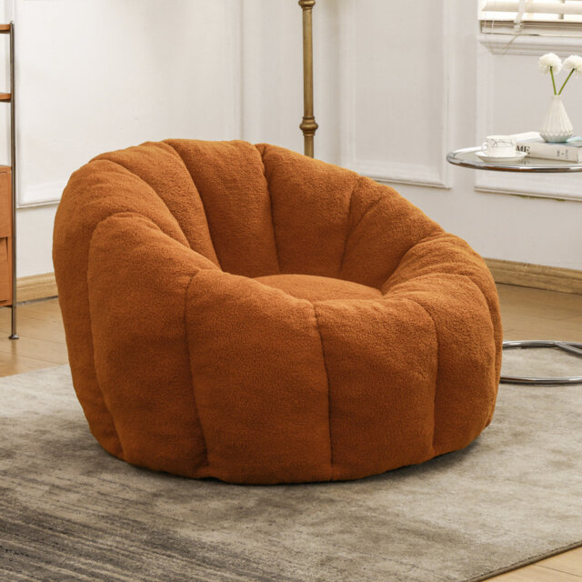 Bean Bag Chairs for Adults, Floral Shaped Bean Bag Chair with Back Support, Orange large Beanbag Chair for Living Room, Bedroom, No-Assembly
