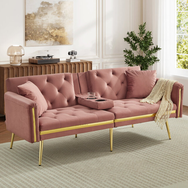 174cm Velvet Convertible Sofa