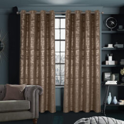 Brown Soft Velvet Curtains Blackout Window Treatments Energy Efficiency Gold Foil Printed 1 Pair