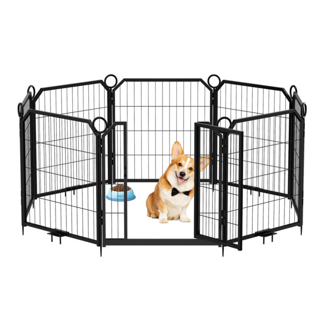 "8-Panel Metal Dog Playpen – 40"" Tall Portable Pet Exercise Pen with Gate, Heavy Duty Collapsible Fence for Indoor/Outdoor Use – Ideal for Small Dogs,"