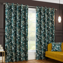 Madrid Blackout Ready Made Leaves Eyelet Curtains