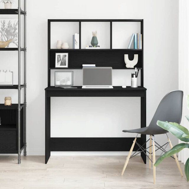 Desk with Shelves Standing Desk Study Writing Table Engineered Wood
