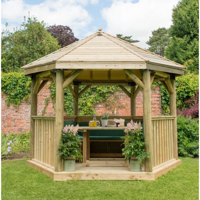 Furnished 3.8m x 3.3m Wooden Gazebo with Timber Roof with Installation Service