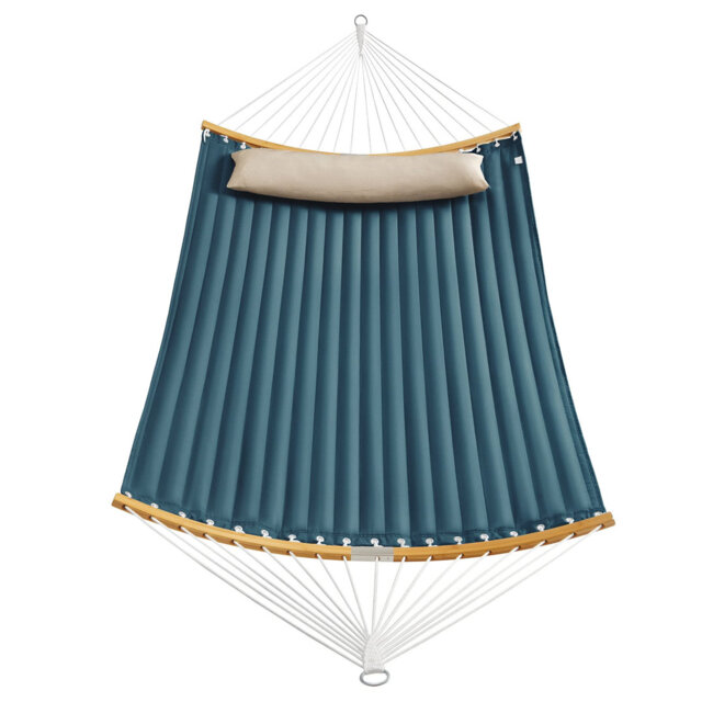 Upholstered outdoor hammock with separable bamboo poles