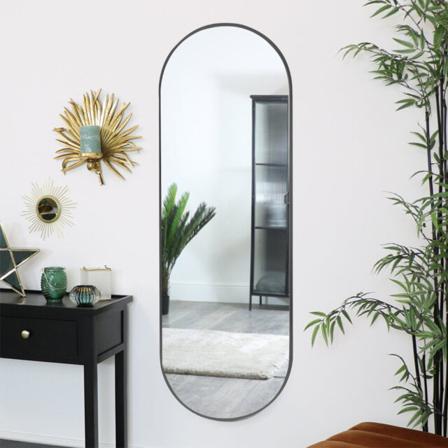 Lottie Oval Metal Framed Wall Mounted Full Length Mirror