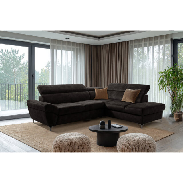 MONTANA Fabric Corner Sofa with Sleeping Function and Storage and Adjustable Headrests