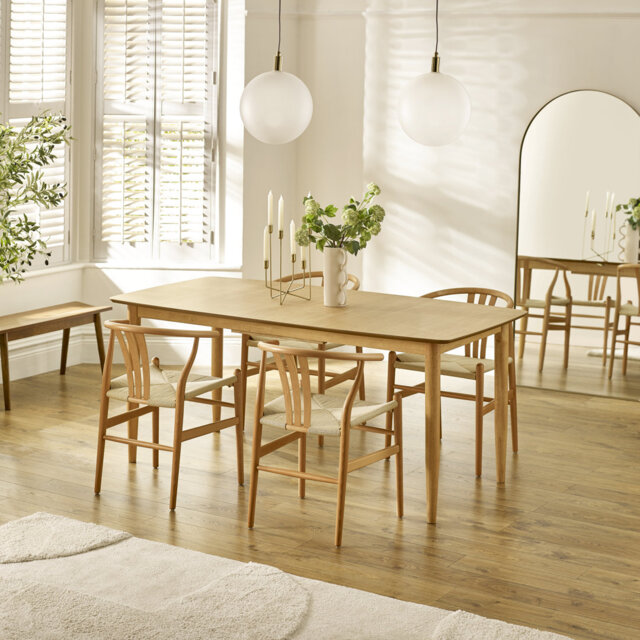Eriksson Rectangular Solid Wood Extending Table & Carlton Wishbone Dining Chairs - Scandi Inspired