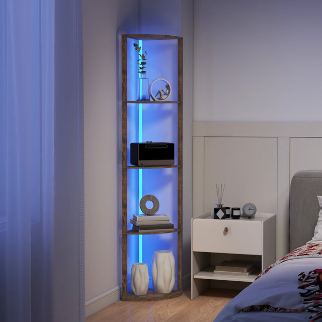 HOMCOM RGB LED Floor Lamp with Shelves 4-Tier Standing Lamp