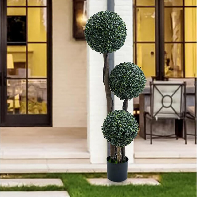 Wooden Shaft Simulation Artificial Topiary Milan Ball Plant Trees